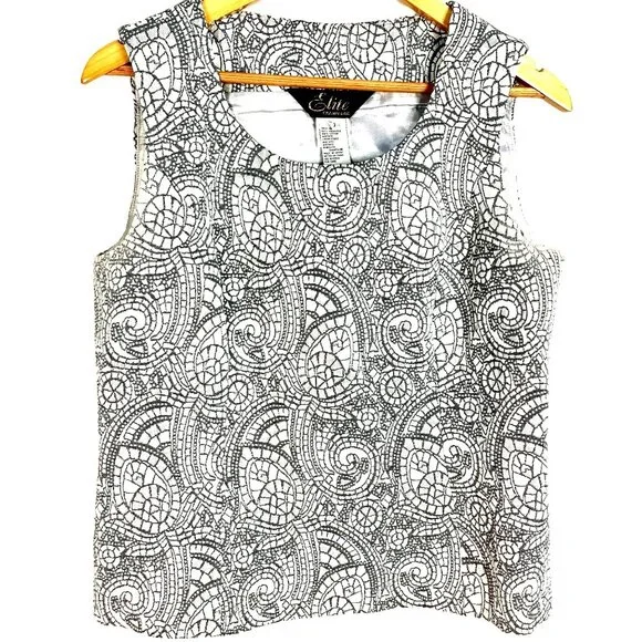 Elite Champagne 2 PC Blazer Shell Silver Brocade Mother of Bride Church Size 10 - Picture 6 of 10